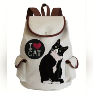 Backpack featuring a cute cartoon cat pattern